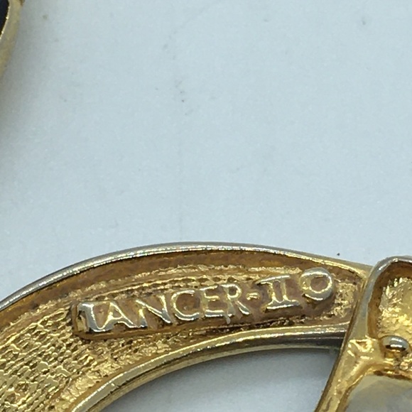 TANCER II Black Enamel and Gold Earrings - Picture 5 of 9